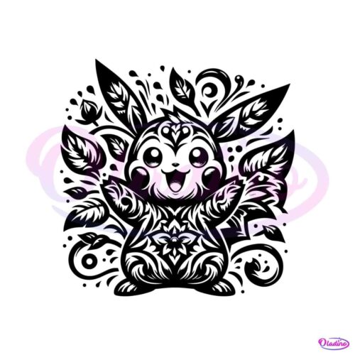 cute-pikachu-floral-cartoon-character-svg