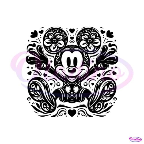 floral-mickey-mouse-cartoon-character-svg