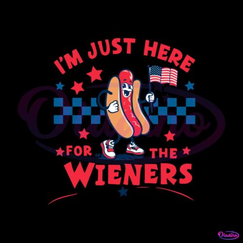 checkered-im-just-here-for-the-wieners-svg