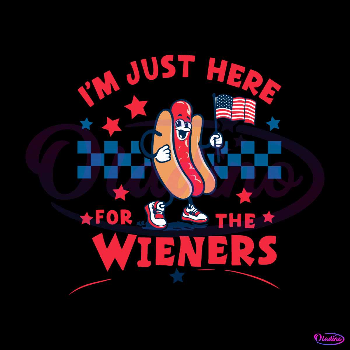 Checkered Im Just Here For The Wieners SVG