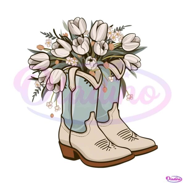 flower-white-tulip-cowgirl-boots-png