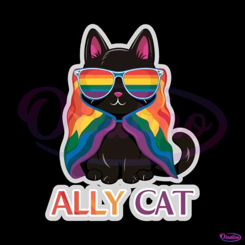 ally-cat-pride-month-retro-rainbow-colors-png