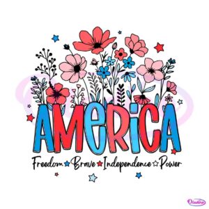 america-wildflowers-freedom-brave-independence-power-svg