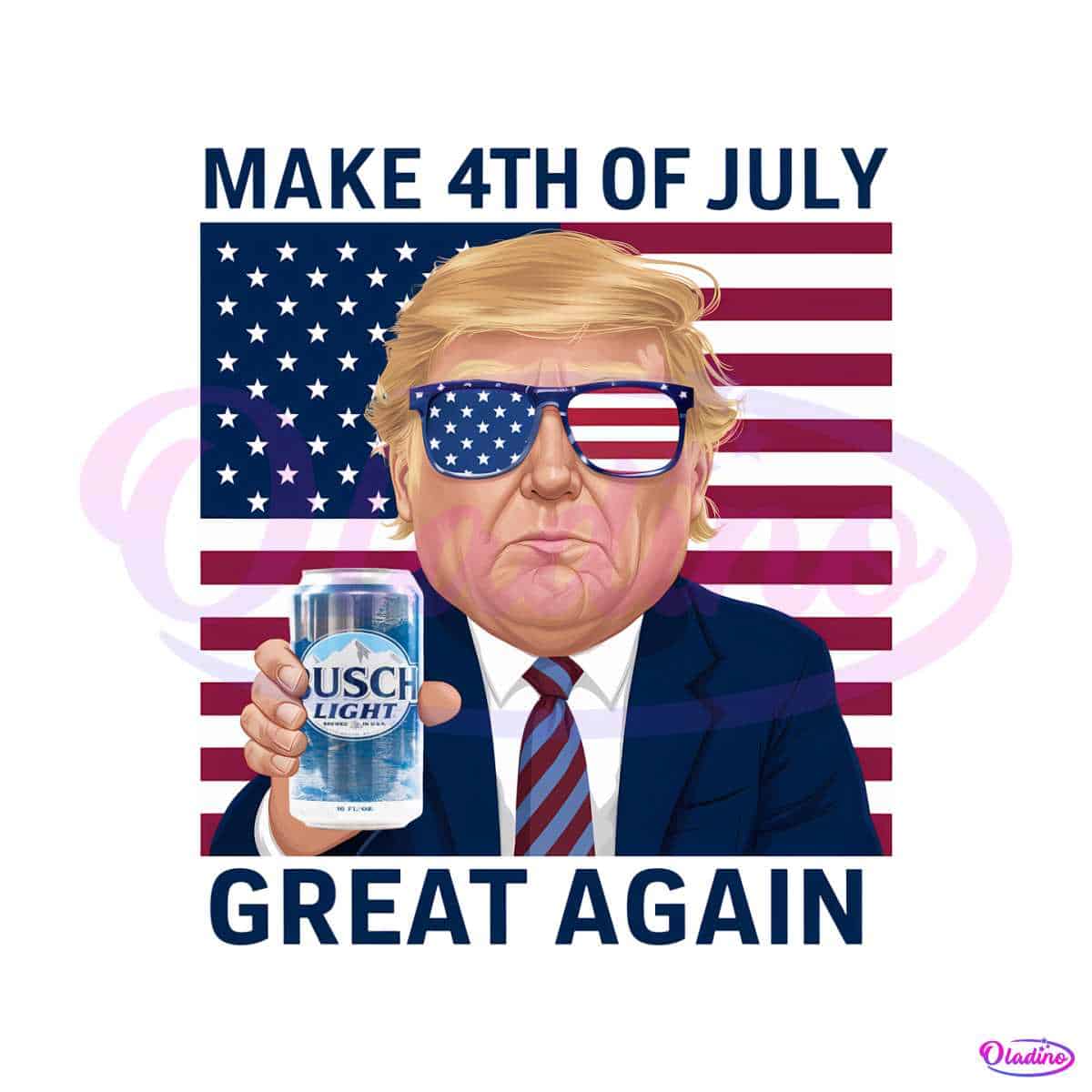 Trump Busch Light Make 4th Of July Great Again USA Flag PNG