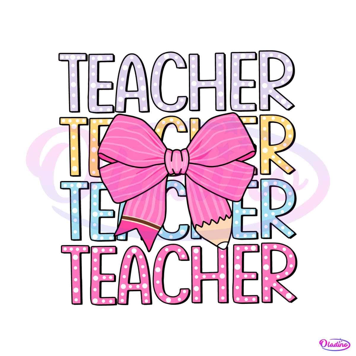 Teacher Pink Coquette Pencil Bow SVG » Oladino