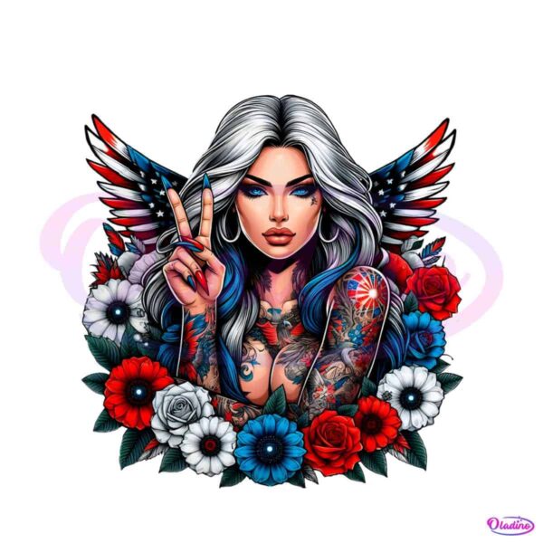 retro-trump-girl-tattoos-red-white-blue-flowers-png