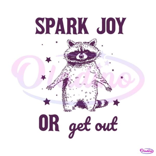 spark-joy-or-get-out-vintage-retro-90s-raccoon-svg