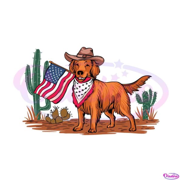 golden-retriever-4th-of-july-western-american-svg