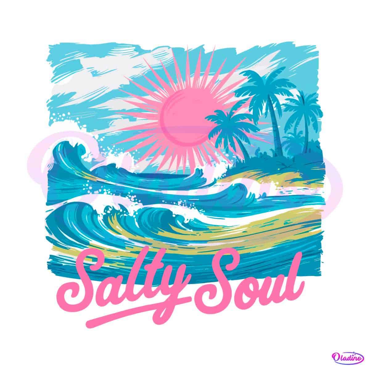 Retro The Sun Sky Beach Salty Soul Png