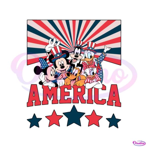 retro-america-disney-friends-independence-day-svg