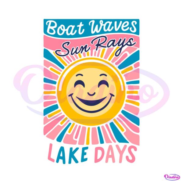 funny-boat-waves-sun-rays-lake-days-svg
