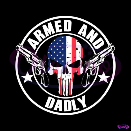 retro-skull-gun-armed-and-dadly-svg