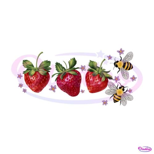 strawberry-purple-flower-bee-summer-png