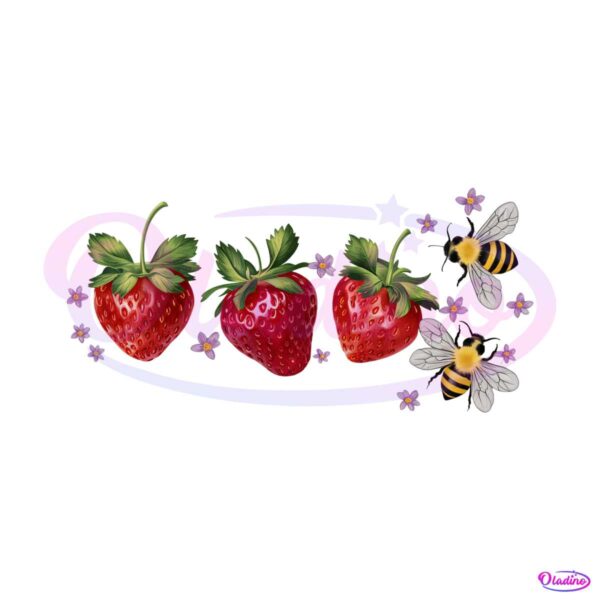 strawberry-purple-flower-bee-summer-png