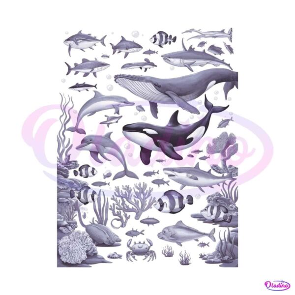 ocean-nature-coral-whale-orca-turtle-dolphin-retro-png