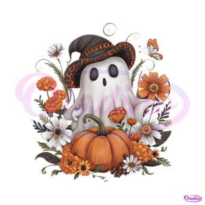 vintage-cute-ghost-halloween-witches-hat-png