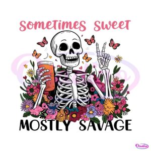 sometimes-sweet-mostly-savage-floral-skeleton-png