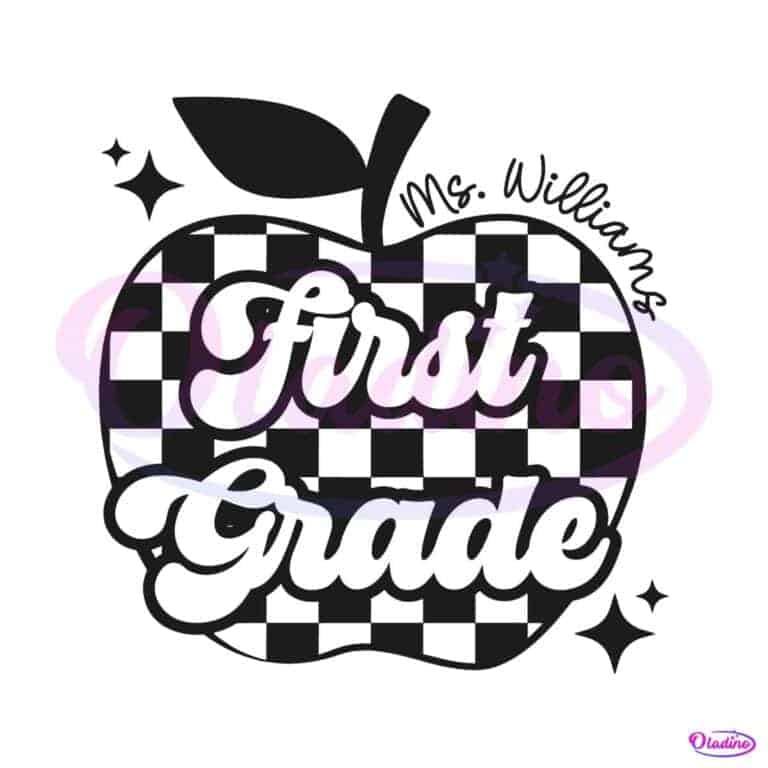 Custom First Grade Teacher Apple SVG - Oladino