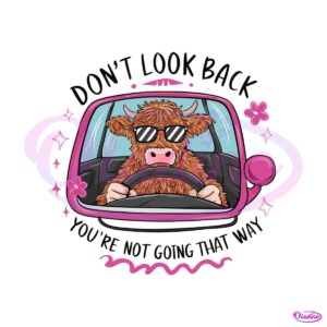 dont-look-back-highland-cow-driving-png