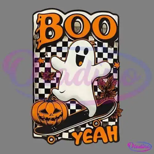 Boo Yeah Ghost Halloween Skateboard PNG