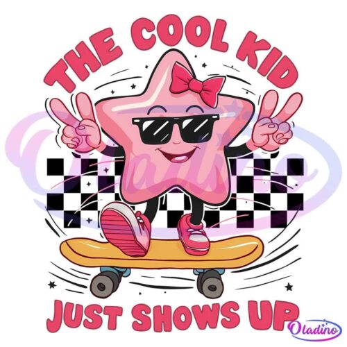 Checkered Pink Star The Cool Kid Just Showed Up PNG