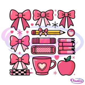 Coquette Teacher Pink Cup Apple Preschool SVG