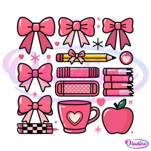 Coquette Teacher Pink Cup Apple Preschool SVG