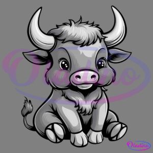 Cute Highland Cow Sitting PNG