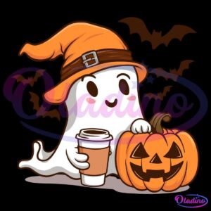 Cute Witchy Ghost Halloween Coffee Bougie SVG