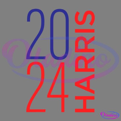 The image features the text "2024" in large blue and red numbers, with "2024" stacked vertically. The word "HARRIS" is written in red, placed vertically to the right of the numbers. The design appears to be promotional or campaign-related.