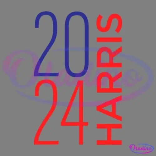 The image features the text "2024" in large blue and red numbers, with "2024" stacked vertically. The word "HARRIS" is written in red, placed vertically to the right of the numbers. The design appears to be promotional or campaign-related.