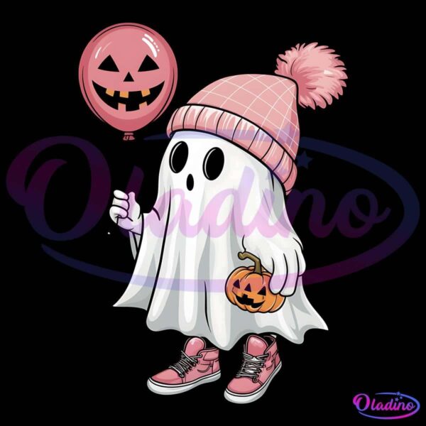 Retro Ghost And Balloon Spooky Season PNG