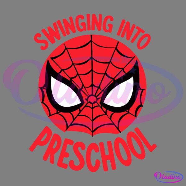 Retro Hero Spiderman Swinging Into Preschool SVG