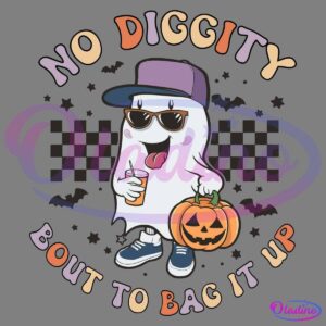 Retro No Diggity Bout To Bag It Up Ghost Pumpkin SVG