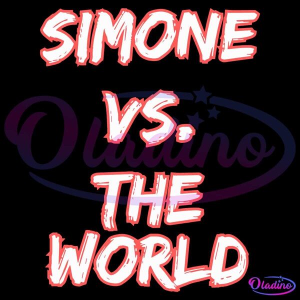 Bold text in a graffiti style that reads "SIMONE VS. THE WORLD" in white with red outlines against a black background.