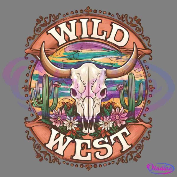 Vintage Bull Skull Wild West Desert PNG