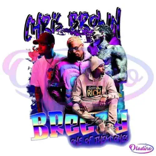 Album cover featuring five edited images of a man in various poses and outfits, with a graffiti-style text at the top reading "Chris Brown". The bottom text says "Breezy: One of Them Ones" in colorful, bold letters. Psychedelic colors and smoke effects are present.