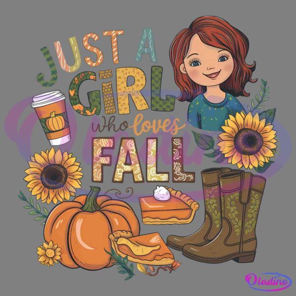 Vintage Just A Girl Who Loves Fall Pumpkin Season PNG