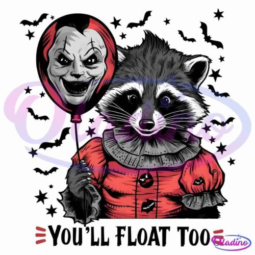 Vintage You Will Float Too Horror Raccoon PNG