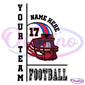 An illustration of a football helmet featuring a cartoonish, fierce-looking ant with red eyes on the front grille. The helmet has blue and red stripes on top and a red grille. The number "17" is displayed on the side.