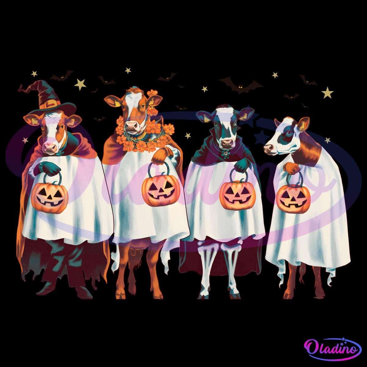 Halloween Ghost Cows Funny Png - Oladino