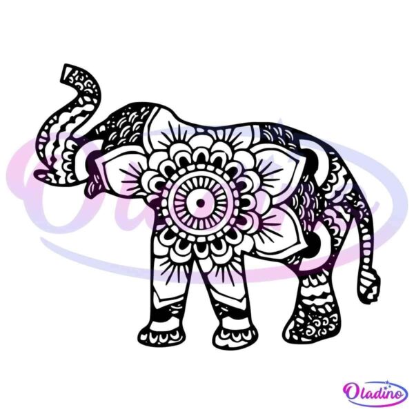 Vintage Elephant Mandala SVG