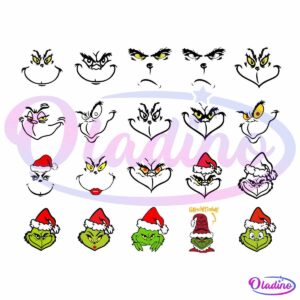 Bundle Grinch Face And Grinch Head Funny Grinchmas SVG