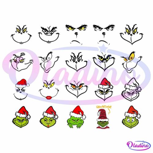 Bundle Grinch Face And Grinch Head Funny Grinchmas SVG