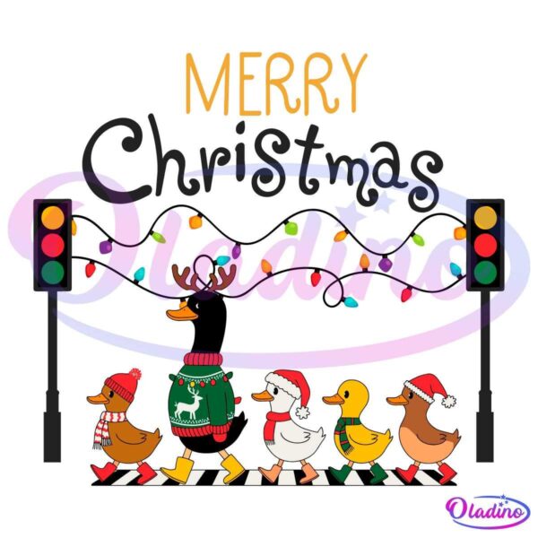 Christmas Ducks Cross The Road Christmas Light SVG