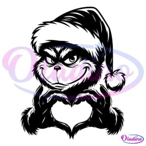 Christmas Grinch Face Heart Hand Sign SVG Silhouette