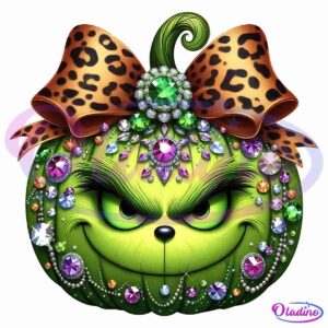 Christmas Leopard Coquette Grinch Pumpkin Gemstone PNG