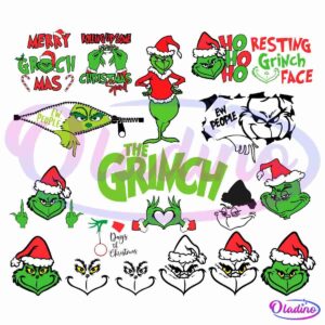 Christmas The Grinch Funny Grinchmas Face And Head SVG Bundle