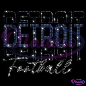 Detroit Football Rhinestone Sparkling Gameday PNG