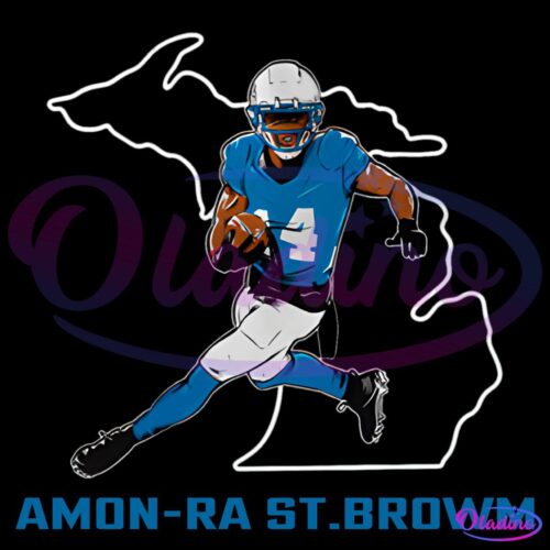 Detroit Lions Dootball Amon Ra St Brown State Star Player PNG